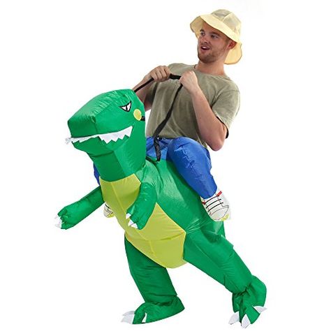 Dinosaur Inflatable Costume! $37.97 on Amazon: Yeahbeer Inflatable Halloween Costume Adult and Children Carry On Animal Fancy Dress Costumes - We have two size, please choose you need. (Adults and Children) Adults size fits most adult people - Gives the illusion of an animal giving you a piggyback ride! Perfect for Christmas, Halloween, Cosplay,Oktoberfest, Charity Fun Runs or just an ordinary day! Costume Dinosaure, Dinosaur Suit, Funny Fancy Dress, Kids Dinosaur Costume, Inflatable Dinosaur Costume, Inflatable Dinosaur, Rex Costume, Christmas Party Costume, Purim Costumes