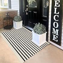 Striped Outdoor Rug, Outdoor Entryway Decor, Front Door Mat Outdoor, Front Porch Rug, Patio Farmhouse, Porch Farmhouse, Door Mat Outdoor, Hello Doormat, Outdoor Entryway