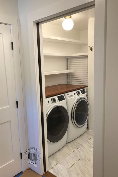 Main Bath With Laundry, Small Half Bathroom And Laundry Room Combo, Half Bath With Laundry Layout, Small Bath With Laundry, Stackable Washer Dryer In Bathroom Master Bath, Toilet With Laundry Room, Laundry In Master Bath Layout, Laundry Bath Combo, Bedroom Laundry Room Combo