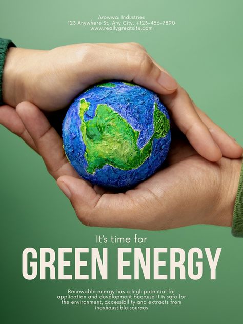 Green Minimalist Renewable Energy Poster - Templates by Canva Green Energy Poster, Renewable Energy Poster, Solar Solutions, Energy Conservation, Solar Installation, Tropical Climate, Energy Storage, Sustainable Energy, Off Grid Living