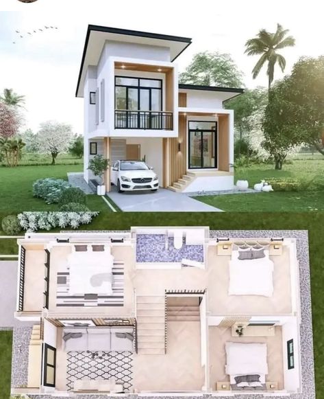 2 Storey House, Small House Design Exterior, Small Modern Home, Outside Design, House Design Exterior, Sims House Plans, Container Houses, House Outside, House Outside Design