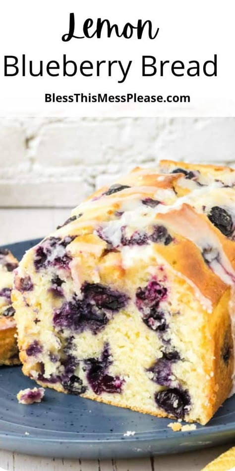 Lemon Blueberry Bread is almost too good to be true. It is light, fluffy and bursting with flavor from fresh lemons and berries.  via @barbarabakes Blueberry Buttermilk Bread, Lemon Blueberry Yogurt Bread, Lemon Blueberry Banana Bread, Blueberry Loaf Recipe, Healthy Blueberry Bread, Powdered Sugar Recipes, Blueberry Lemon Bread, Blueberry Bread Recipe, Lemon Blueberry Loaf