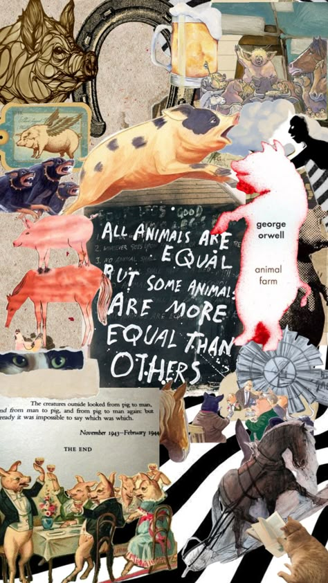 #georgeorwell #animalfarm #pig #farm 🐖🚶‍♂️⚖️ The Animal Farm George Orwell, Animal Farm Book Aesthetic, Animal Farm George Orwell Illustration, Animal Farm George Orwell Aesthetic, Animal Farm Book Cover, Sick Posters, George Orwell Animal Farm, Animal Farm Book, Books Philosophy