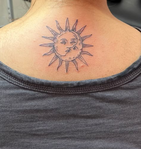 Unique Sun And Moon Tattoo, Sun And Moon Tattoo Designs, Sun And Moon Tattoo Ideas, Sun And Moon Tattoos, Moon Tattoo Ideas, Rib Tattoos For Guys, Moon Sun Tattoo, Medusa Tattoo Design, Small Chest Tattoos