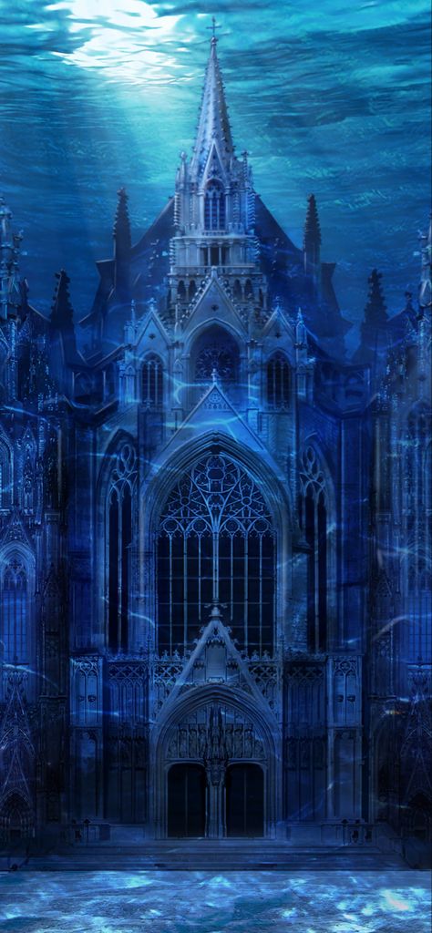 Dark Underwater, Underwater Castle, Emotional Painting, Magic Nature, Underwater City, Gothic Cathedral, Fantasy Castle, Steampunk Art, Gothic Architecture