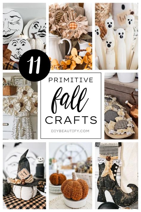 Halloween Crafts To Make, Fall And Halloween Crafts, Folk Art Crafts, Primitive Halloween Crafts, Primitive Crafts Diy, Easy Primitive Crafts, Primitive Crafts To Make, Primitive Fall Decorating, Vintage Halloween Crafts