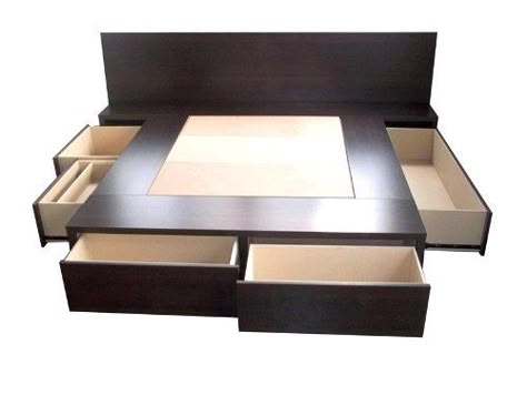 Cama Con Cajones 1 Y 2 Pl Box Sommier Respaldo Mesa De Luz - $ 6.997,00 Space Saving Ideas For Home, Box Bed Design, Living Room Arrangements, Small Home Offices, Diy Bed Frame, Box Bed, Bed Furniture Design, Condo Living, Bedroom Bed Design