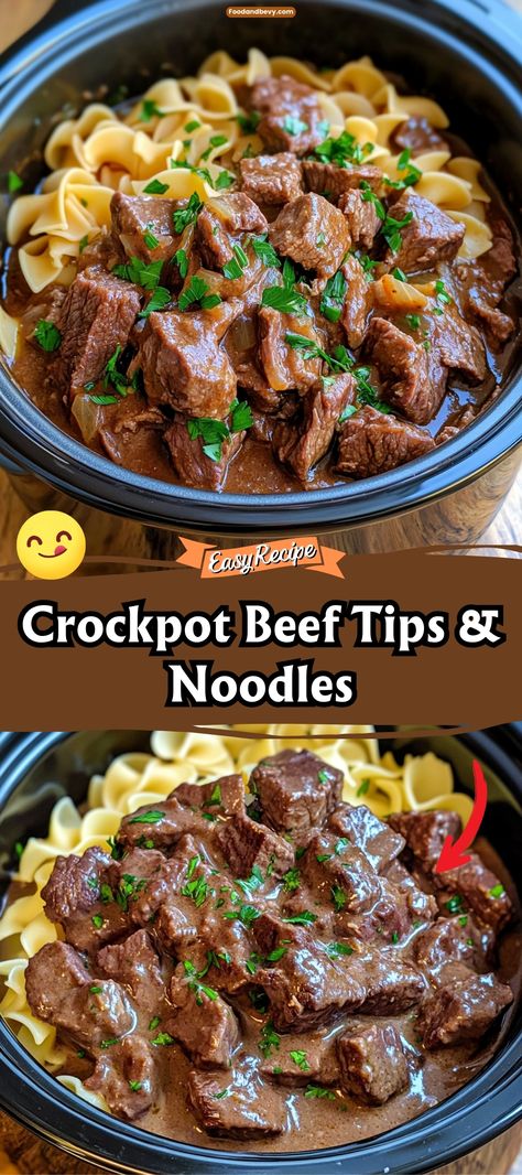 Easy Crockpot Recipes Beef Tips, Beef Stew With Egg Noodles Crock Pot, Crockpot Beef Tips With Cream Of Mushroom Soup, Recipes With Beef Tips Slow Cooker, Beef Tips In Crock Pot Easy, Beef Tips With Ranch Packet, Beef Tip Noodles, Steak Tips Crock Pot Crockpot, Mongolian Beef Crockpot Slow Cooker