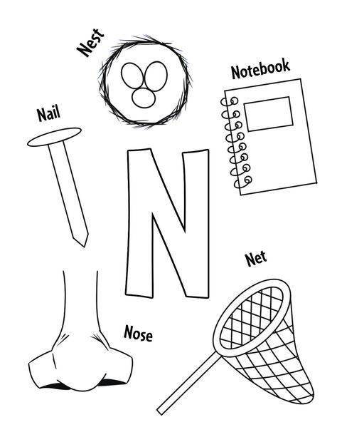 Letter Nn Activities For Preschool, N Is For Craft, Letter N Preschool Activities, N Activities For Preschool, Letter N Crafts For Preschoolers, N Worksheets For Preschool, Letter N Activities For Preschool, Letter N Worksheets For Preschool, Letter N Coloring Page