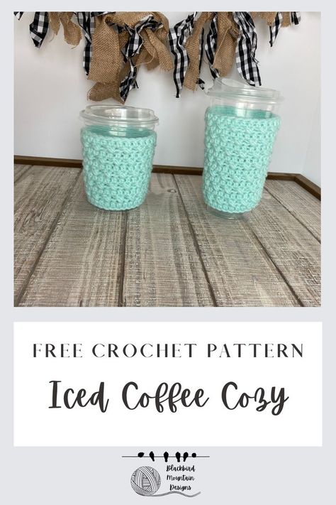 The Blackbird Iced Coffee Cozy pattern is available in 2 sizes, both with an open & closed bottom. Crochet Koozie, Crochet One Skein, Coffee Cozy Pattern, Cup Cozy Crochet Pattern, Iced Coffee Cozy, Cup Cozy Pattern, Crochet Coffee Cozy, Crochet Coffee, Coffee Cozies