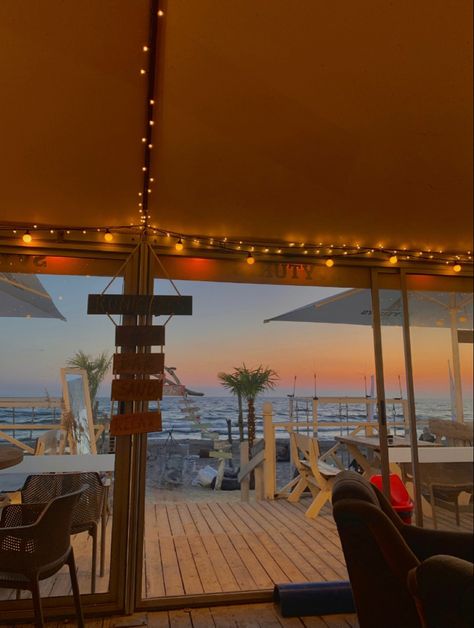 beach, sunset, summer, beach cafe, beach bar, terrace, sea, seaside, sunset at the beach Party At Beach, Beachside Restaurant, Beachside Cafe, Beach Cafe Design, Cafe On The Beach, Beach Cafe Aesthetic, Beach Restraunt, Beach Restaurant Aesthetic, Beach Bar Aesthetic