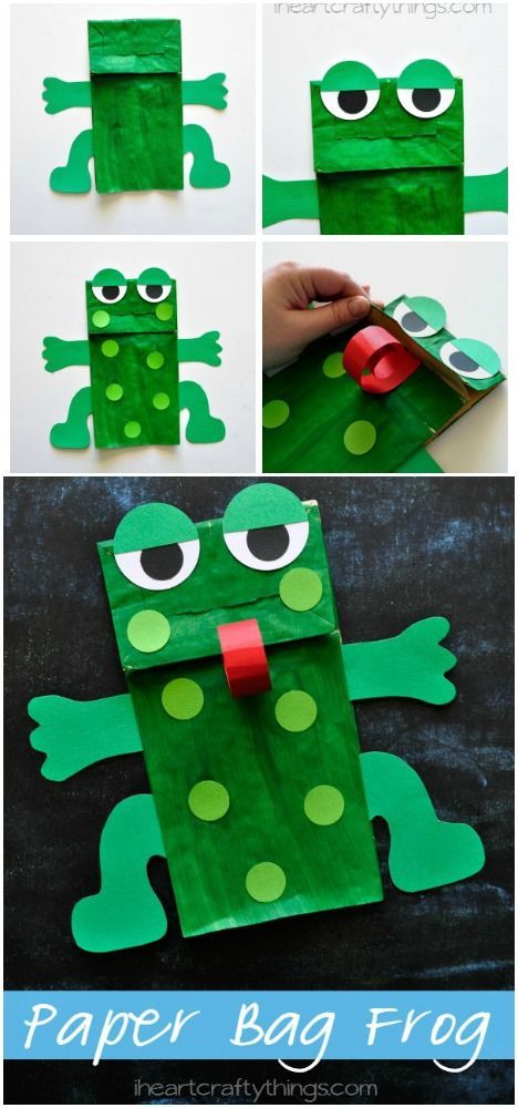 This Paper Bag Frog Kids Craft goes great with Five Green and Speckled Frogs or when learning about the letter F in preschool. Free arm and legs pattern included. from iheartcraftythings.com Five Green And Speckled Frogs, Frog Puppet, Speckled Frogs, Frog Craft, The Letter F, Paper Bag Crafts, Paper Bag Puppets, Frog Crafts, Pond Life