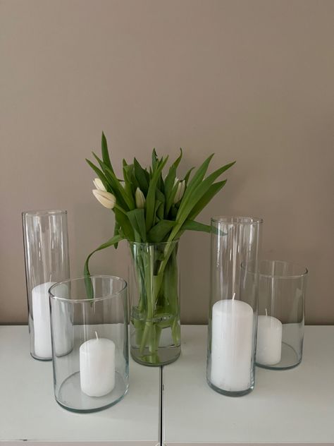 Ikea Vases Decor, Ikea Flowers, Cylinder Vase Ideas, Ikea Vase, Ikea Candles, Ikea Vases, Cylinder Vase, Birthday Inspo, Candle Vase