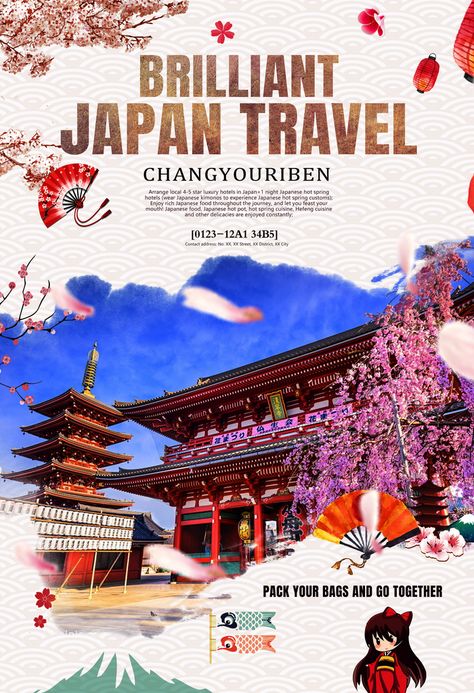 Travel Poster Design Ideas, Art Event Poster Design, Travel Agency Poster, Promotional Poster Design, Japan Travel Poster, Promotion Poster Design, Travel Brochure Design, Poster Promotion, Travel Agency Logo