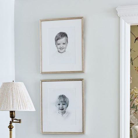 Hoping your April is full of lovely flowers, heirloom black and white portraits of your sweet kiddos, and some of my neutral “The Dots ... | Instagram Gold Frames With Black And White Photos, Big Picture Frame Ideas Living Room, Framed Heirloom Portraits, Portrait Frame Ideas, Heirloom Photos, Chans Room, Heirloom Portraits, Grand Millennial Decor, Vignette Design