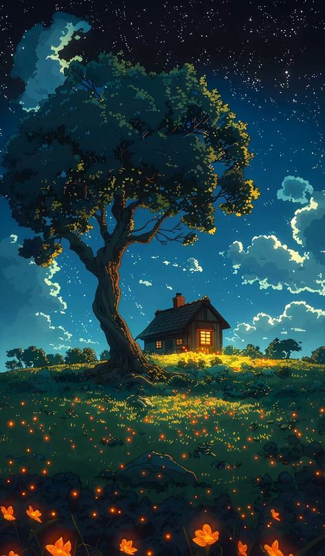 L Wallpaper, Dreamy Artwork, Night Scenery, Cool Wallpapers Art, Fantasy Art Landscapes, Digital Art Anime, Night Sky Photos, Pretty Wallpapers Backgrounds, Anime Scenery Wallpaper