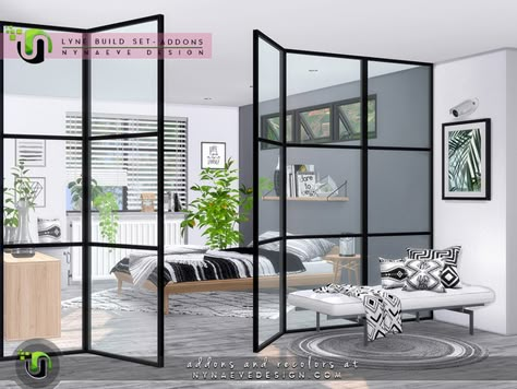 NynaeveDesign's Lyne Build Set - Addons Sims 4 Build Cc Living Room, Sims 4 Build Cc Windows, Ts4 Mods Furniture, Ts4 Build Cc, Sims 4 Windows, The Sims 4 Pack, Living Room Sims 4, Sims 4 Cc Furniture Living Rooms, Moderne Pools