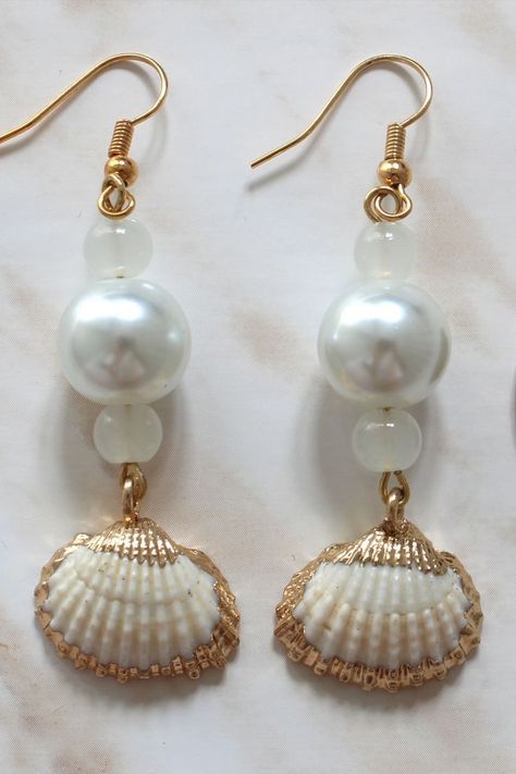 Mermaid Jewelry Diy, Dyi Earrings, Shell Jewellery, Sea Earrings, Ocean Style, Ocean Earrings, Sea Jewelry, Seashell Earrings, Mermaid Gifts