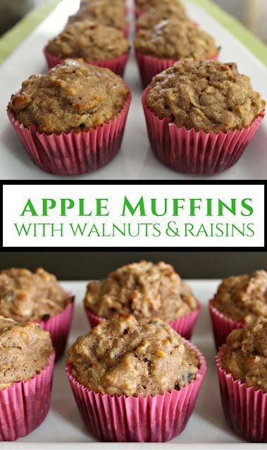 Healthy and delicious apple muffins with walnuts and raisins. Whole wheat muffins with NO added sugar. Apple Walnut Muffins, Wheat Muffins, Fall Sweets, Whole Wheat Muffins, Raisin Muffins, Delicious Muffins, Seasonal Baking, Walnut Muffins, Apple Walnut