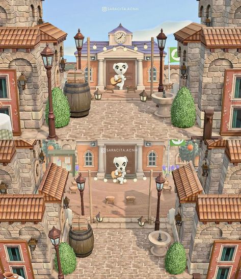 Animal Crossing Old Town, Animal Crossing Medieval, Acnh Medieval, Acnh Castle, City Core, Ac Ideas, City Island, Animal Crossing Guide, Acnh Inspiration