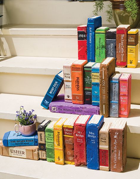 Take your outdoor space up a notch with these amazing outdoor decor ideas! Paint Bricks, Brick Books, Brick Crafts, Diy Bookends, Painted Bricks, Reclaimed Brick, Old Bricks, Painted Brick, Garden Features