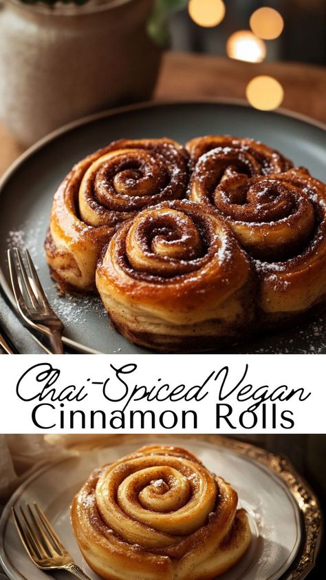 These chai-infused vegan cinnamon rolls are a true indulgence for anyone who loves rich, spicy flavors. With the perfect balance of cinnamon and chai spices, they’re soft, fluffy, and dairy-free, yet still packed with flavor. The sweet glaze drizzled on top makes them extra indulgent, creating the perfect bite every time. Perfect for a cozy weekend morning or a special treat, these vegan cinnamon rolls bring together the best of both comfort and spice. Vegan Sourdough Cinnamon Rolls, Vegan Buns Recipe, Dinner Rolls Vegan, Vegan Monkey Bread, Chai Cinnamon Rolls, Cinnamon Rolls Vegan, Alpha Gal, Chai Spices, Sourdough Cinnamon Rolls