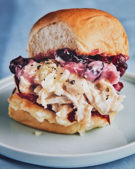 Turkey Cranberry Sliders Turkey Cranberry Sandwich, Turkey Cranberry Sliders, Cranberry Sandwich, Cranberry Sliders, Pickled Hot Peppers, Thanksgiving Sandwich, Cranberry Jelly, Turkey Cranberry, Cranberry Cheese