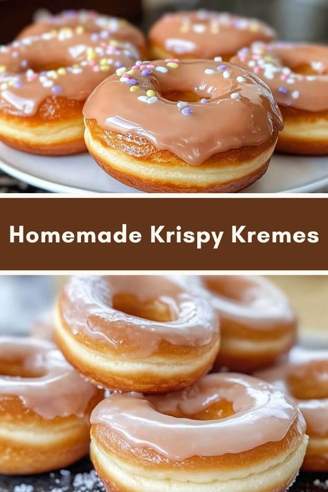 Homemade Krispy Kremes Homemade Krispy Kremes, Homemade Krispy Kreme Donuts Recipe, Kristy Kreme Donut Recipes, Crispy Creme Donut, Crispy Cream Donuts Recipe, Krispy Kreme Donuts Recipe, Donut Glaze Recipes, Cream Donut Recipe, Krispy Kreme Donuts