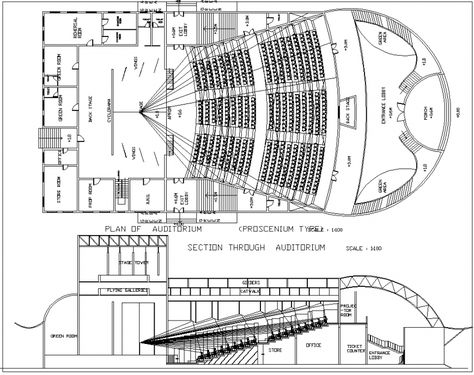 Section through auditorium plan and section autocad file Convention Center Plan, Cinema Plan, Brick Wall Detail, Theatre Plan, Auditorium Plan, Theater Plan, Auditorium Architecture, Cinema Center, Table Detail