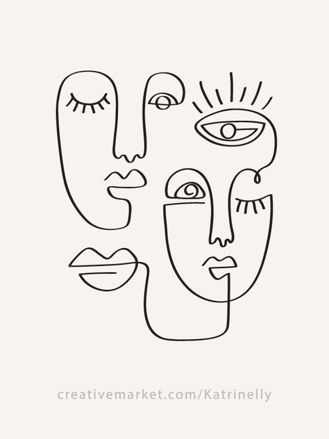 One Line Drawings, Art Abstrait Ligne, Face Line Drawing, 30 Fashion, Single Line Drawing, Primitive Art, Abstract Face Art, Contour Drawing, Drawing Faces