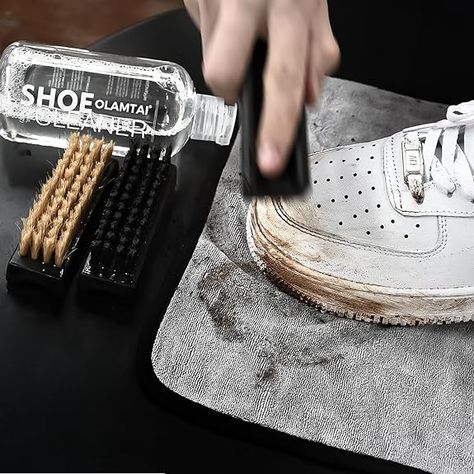 Amazon.com: OLAMTAI Shoe Cleaner Kit for Sneaker, Cleaning Kit, Sneaker 10Oz with 3 Brush & Microfiber Towel Included, Shoe, Suede, Boot, Canvas, PU, Fabric, etc,Clear,(Madala-SC-210201) : Clothing, Shoes & Jewelry Clean Leather Shoes, Cleaning Products Design, Sneaker Cleaning, Cleaning Shoes, Shoes Cleaning, How To Clean White Shoes, Usaha Laundry, Sneaker Cleaner, Foams Shoes