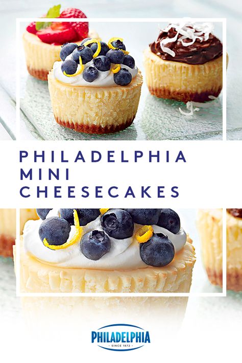 Philadelphia Mini Cheesecakes, Heart Cheesecake, Biscotti Cheesecake, Dessert Mini, Mini Cheesecake Recipes, Torte Cupcake, Low Carb Snack, Philadelphia Cream Cheese, Cheesecake Bites