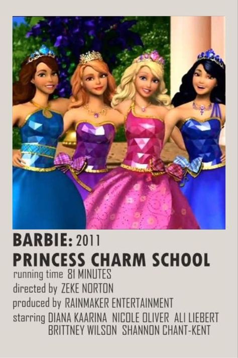 Barbie Movies List, Barbie Princess Charm School, Barbie Movie 2023, Film Polaroid, Princess Charm School, The Barbie Movie, Most Paused Movie Scenes, Princess Charming, Scrapbook Disney