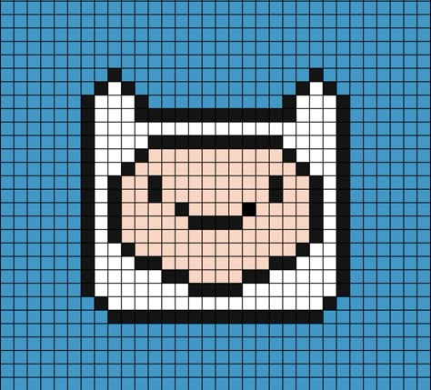 A pixel art template of Finn the human's face from Adventure Time, the cartoon program or show. Adventure Time Crochet Pattern, Bmo Crochet, Face Pixel Art, Adventure Time Crochet, Beginner Friendly Crochet, Crochet Amigurumi Patterns, Stitch Guide, Toy Gifts, Crochet Pattern Amigurumi