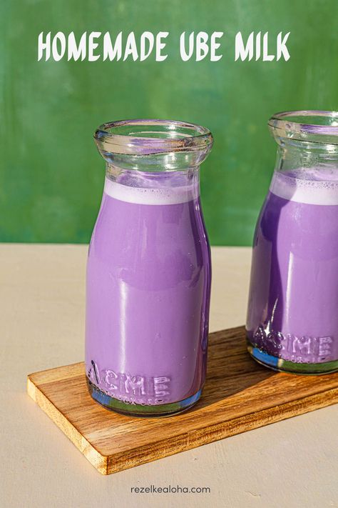 Homemade Ube Milk Ube Drink Recipes, Ube Boba, Ube Milk Tea, Filipino Drinks, Ube Halaya Recipe, Ube Latte, Purple Sweet Potato Recipes, Filipino Sweets, Nice Cream Recipes