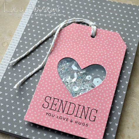 Simon Says Stamp - Better Together release - Heart Tag Sequin Card Heart Shaker Card, Shaker Cards Ideas, Sending Love And Hugs, Sequin Cards, Fuse Tool, Love And Hugs, Love Hugs, Valentine Cards Handmade, Window Cards