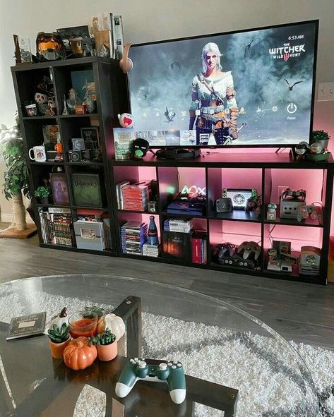 Stone Living Room, Decor Small Living Room, Games Room Inspiration, Small Game Rooms, Under Tv, Video Game Room Design, Gamer Room Decor, Video Game Rooms, Tv Board