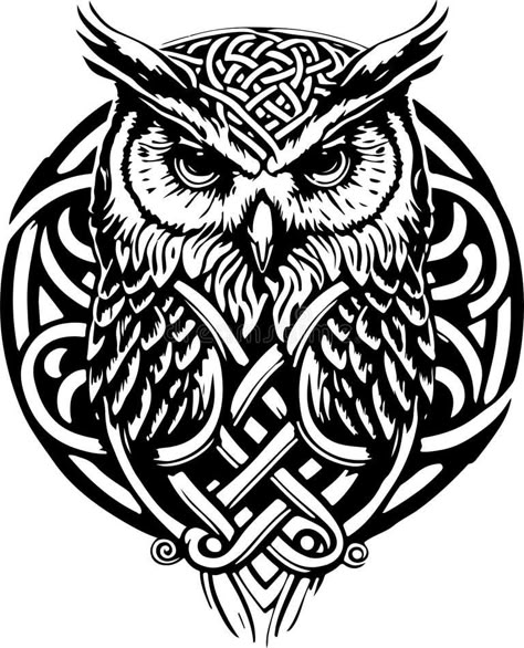 Tattoo Owl Stock Illustrations – 9,403 Tattoo Owl Stock Illustrations, Vectors & Clipart - Dreamstime - Page 5 Celtic Owl Tattoo Design, Celtic Owl Tattoo, Black Owl Tattoo, Traditional Owl Tattoos, Scottish Tattoos, Celtic Owl, Tattoo Owl, Couple Tattoos Love, Avatar Tattoo