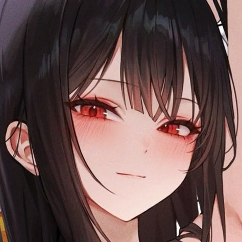 Anime Black Hair Black Eyes, Female Eyes Drawing, Anime Female Icons, Black Hair Red Eyes, Pp Anime, Pretty Drawings, Cute Anime Profile Pictures, Anime Artwork Wallpaper, Long Black Hair