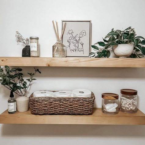 36" Floating Wood Shelf Walnut - Threshold™: Modern Storage, Open Shelving : Target Finds Bathroom Shelves Accessories, Floating Shelves Styling, Bathroom Open Shelving, Open Shelving Decor, Bathroom Shelf Ideas, Rental Bathroom Makeover, Floating Wood Shelf, Shelves Styling, Target Bathroom