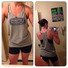 Livin' The Thrify Life: DIY no-sew workout tank - I saw it at....Walmart?... Diy Workout Shirt, Diy Cut Shirts, Cut Up Shirts, Diy Workout, Diy Tank, Shirt Hacks, Diy Shirts, Shirt Refashion, Clothing Diy