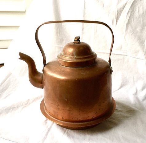 SPRING SALE VINTAGE Copper Kettle  Skultuna 1607 1 litrec Polished Copper Kettle made in Sweden Prop Drawing, Copper In The Kitchen, Metal Trunks, Antique Bookcase, Vintage Coffee Cups, Antique Furniture For Sale, Victorian Kitchen, French Industrial, Copper Kettle