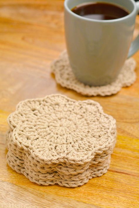 Crochet Cup Coaster, Coasters Free Pattern, Crocheted Coasters, Coaster Patterns, Crochet Necklace Pattern, Crochet Placemat Patterns, Crochet Coasters Free Pattern, Crochet Cup Cozy, Coaster Pattern