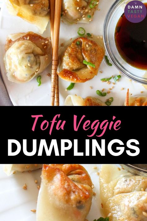 Vegetarian Gyoza, Dumplings Chinese, Vegetarian Dumplings, Veggie Dumplings, Vegan Potstickers, Tofu Dinner, Vegan Easy Recipes, Vegetarian Dumpling, Vegan Dumplings