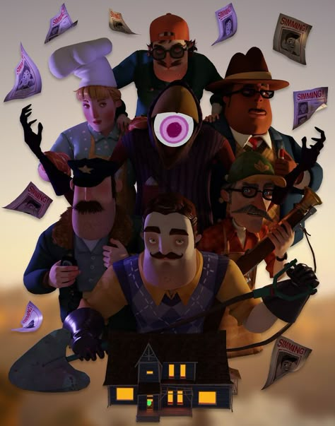 Hello Neighbor Fanart, Hello Neighbor Game, Secret Neighbor, Girl Superhero Party, Hide N Seek, Hello Neighbor, Indie Horror, Little Nightmares, Girl Superhero