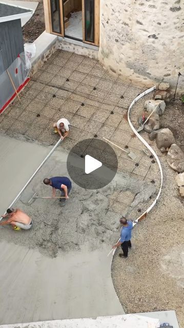 Worzalla Brothers on Instagram: "Pouring a huge curved concrete patio off the silo with a slate stamp pattern.

………….. #concretedesign #concreteconstruction #concretelife #diy #diyprojects #countryliving #countryside #countrylife #tinyhomes #tinyhouse #exteriorcleaning #exteriordesign #stonework #constructionlife #concretecoatings #oddlysatisfying #satisfyingvideos #oddlysatisfyingvideo #satisfying #pressurewashing #cleaning #exteriorcleaning #renovationproject #renovationinspiration #workers #working #asmrsatisfying #asmrsounds" Wood Stamped Concrete Patio Ideas, Diy Slabs Concrete Patios, Curved Concrete Patio, Concrete Backyard Ideas, Diy Stamped Concrete, Stamped Concrete Patterns, Poured Concrete Patio, Concrete Patio Ideas, Stamp Concrete