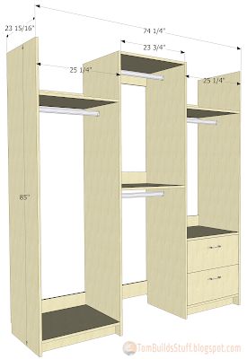 Freestanding Closet DIY Plans Free Standing Cupboard Bedroom, Diy Standing Closet, Diy Wardrobe Closet With Doors, Diy Free Standing Closet, Diy Closet System Walk In, Diy Freestanding Closet, Freestanding Closet Ideas, Free Standing Closet Ideas, Stand Alone Closet