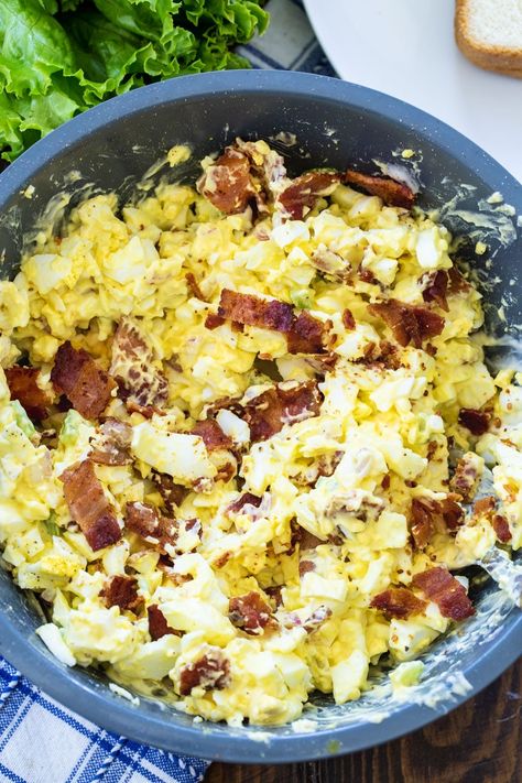 Egg Salad Sandwich With Bacon, Egg Salad With Bacon Recipes, Egg And Bacon Salad, Breakfast Egg Salad, Bacon Egg Salad Recipe, Masters Egg Salad Sandwich Recipe, Masters Egg Salad Recipe, Masters Egg Salad, Egg Salad Recipe With Bacon