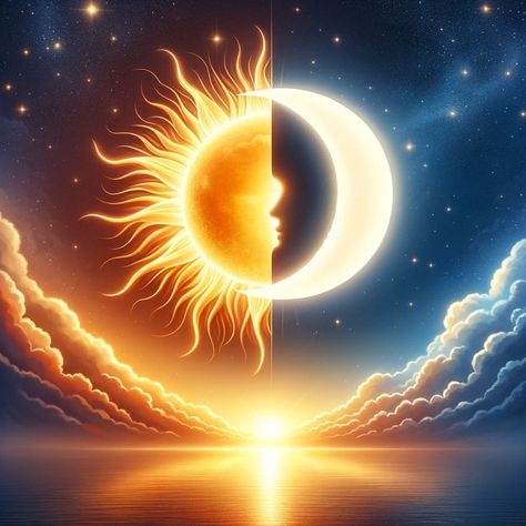 Sun And Moon Energy, Sun And Moon Photoshoot, Sun And Moon Background, Twilight Photoshoot, Sun Vs Moon, Sun And Moon Together, Sun And Moon Art, Numerology Horoscope, Traditional Literature