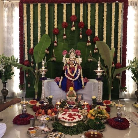 Backdrop For Varamahalakshmi, Varalaxmi Vratam Decoration, Decoration For Mahalaxmi At Home, Lakshmi Pooja Background Decoration, Vara Mahalakshmi Decoration, Laxmi Decoration Ideas, Varmahalaxmi Decoration At Home, Backdrop For Pooja At Home, Varamahalaxmi Pooja Decoration